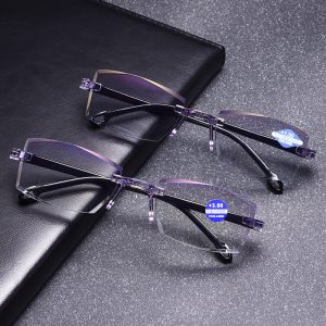 New smart zoom, anti-Blue, frameless cut reading glasses